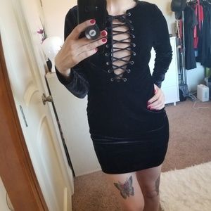 Velvet lace up dress
